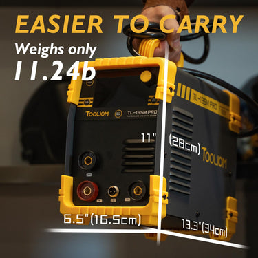 135A Gasless Flux Core MIG Welder TOOLIOM 110V MIG Welder Flux MIG/Lift TIG/Stick 3 in 1 Welding Machine IGBT DC Inverter with LCD Display
